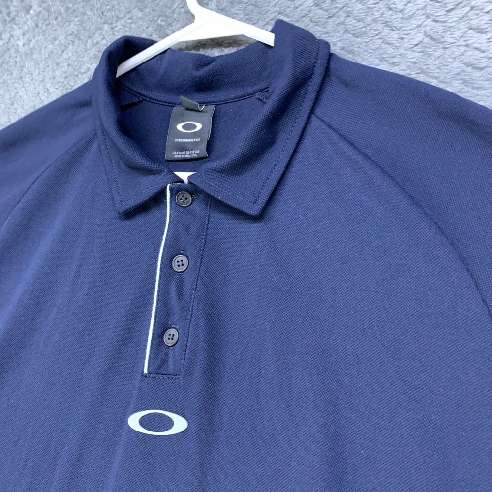 Oakley Mens Performance Fit Polo Shirt Navy Blue Short Sleeve XL CA35460 RN96548